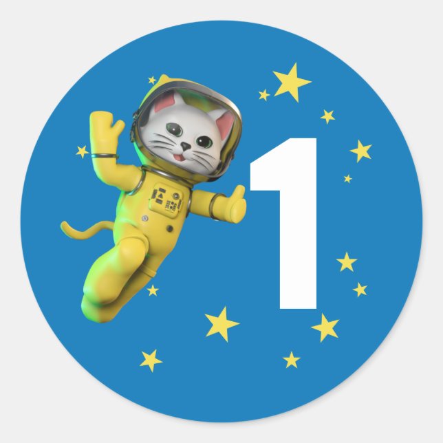 Sticker rond classique pour l'anniversaire de chat (Devant)