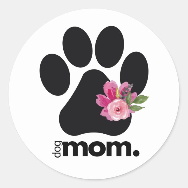 Sticker rond classique pour maman chien (Devant)