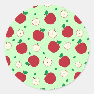 Sticker rond classique pour pommes rouges et pomme