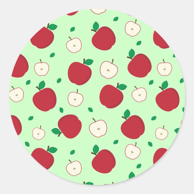 Sticker rond classique pour pommes rouges et pomme (Devant)
