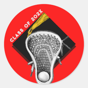 Sticker rond classique rouge Lacrosse pour aînés