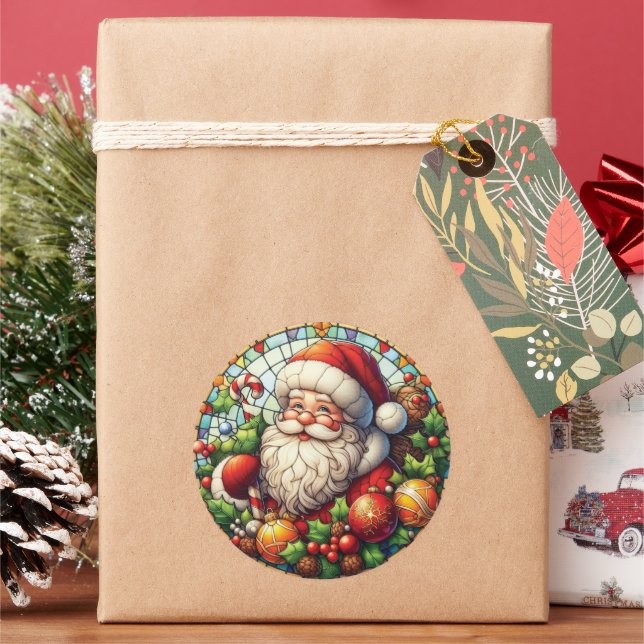 Sticker rond classique Santa Claus (vacances)