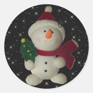 Sticker rond classique Snowman de vacances