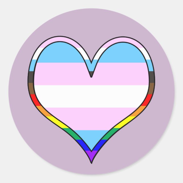 Sticker rond classique Trans Pride Heart (Devant)