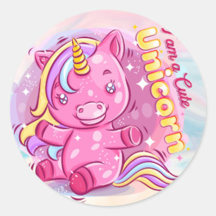 Sticker rond classique Unicorn