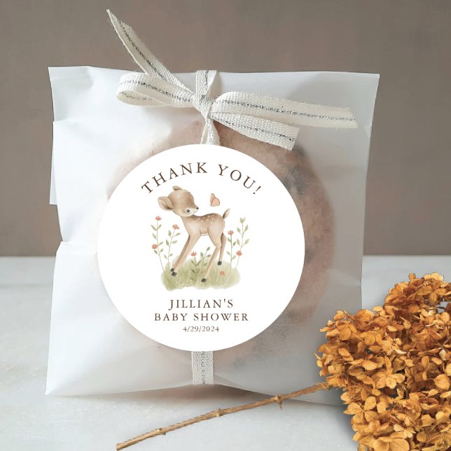 Sticker rond classique Woodland Wonder Deer (Créateur téléchargé)