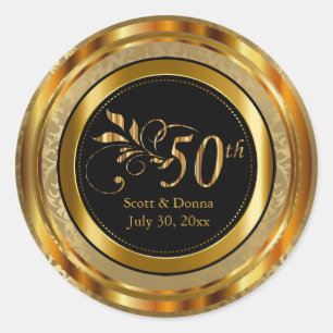 Sticker Rond Classy 50e Anniversaire de Mariage d'or