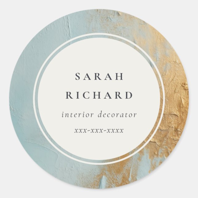 Sticker Rond Classy Artisan Blue Gold Paint Business (Devant)