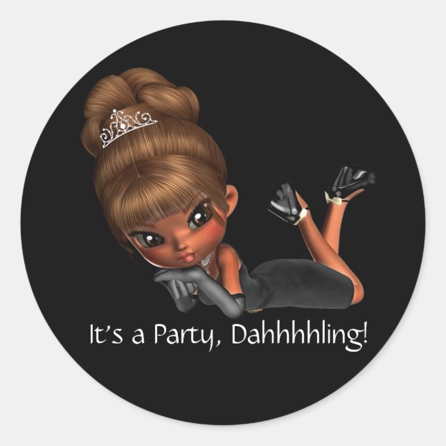 Sticker Rond Classy Diva Party Favoriser Enveloppe Sceau (Devant)