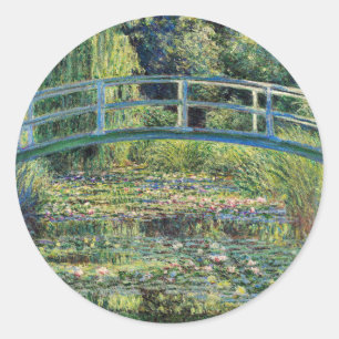 Sticker Rond Claude Monet - Etang Lily et Pont Japonais