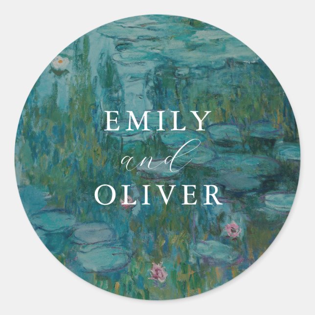 Sticker Rond Claude Monet Water Lilies Mariage (Devant)
