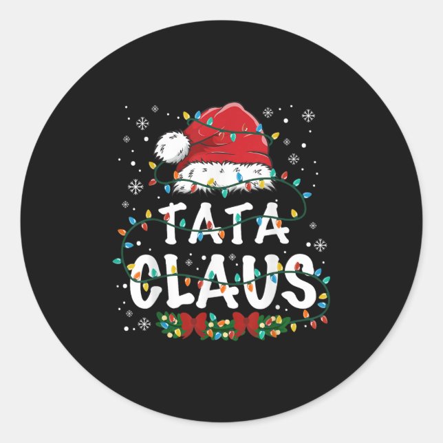 Sticker Rond Claus Funny Christmas Lights Pajama Family Matchin (Devant)