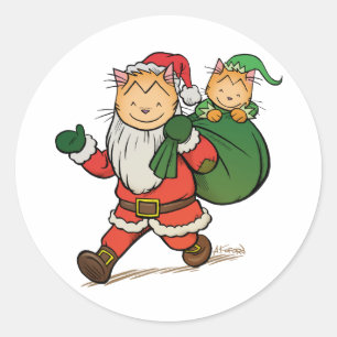 Sticker Rond Claus hilarant