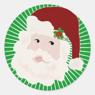 Sticker Rond Clause de Noël classique traditionnel
