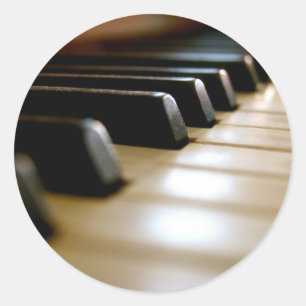 Sticker Rond Clavier de piano élégant Musique