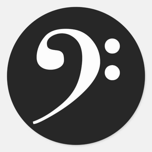 Sticker Rond Clé de basse blanche (Devant)