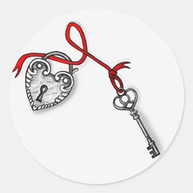 Sticker Rond Clé de mon coeur (Devant)