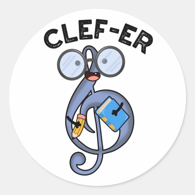 Sticker Rond Clé de musique amusante (Devant)