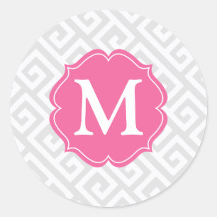 Sticker Rond Clé grecque claire élégante Personnalisée