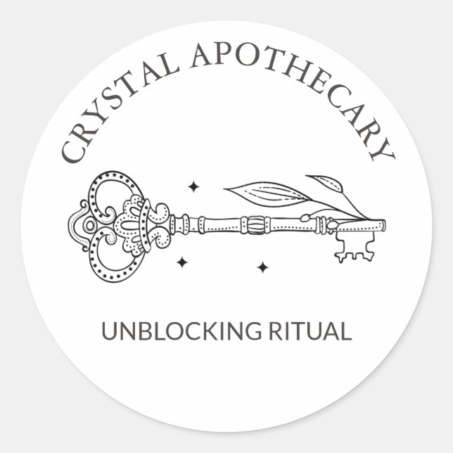 Sticker Rond Clé mystique simple noire et blanche de l'apothèqu (Devant)