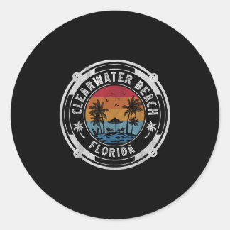 Sticker Rond Clearwater Beach Floride Vacances d'été Vintage S