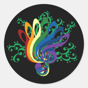 Sticker Rond Clef Bouquet sur Black