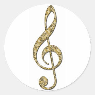 Sticker Rond Clef triple en métal d'or