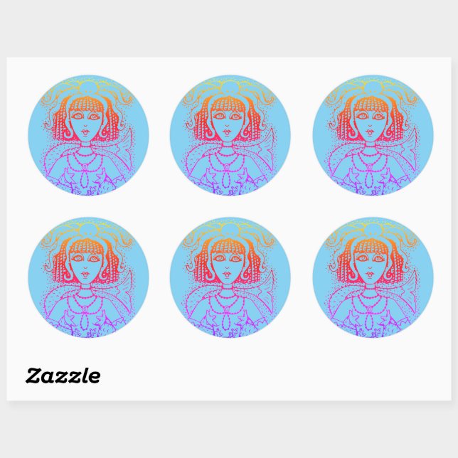 STICKER ROND CLEOPATRA OCTOPUS MERMAID, IMAGINAIRE GOTH SIREN (Feuille)
