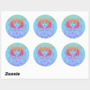 STICKER ROND CLEOPATRA OCTOPUS MERMAID, IMAGINAIRE GOTH SIREN