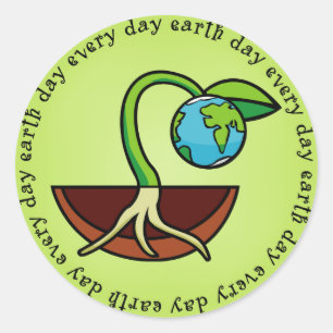Sticker Rond Clés de Earth Day Every Day