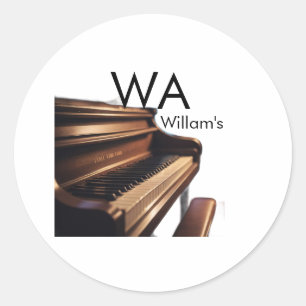 Sticker Rond Clés de table de piano en bois Brown nom monogramm