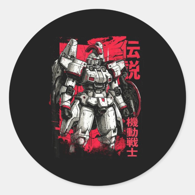 Sticker Rond Clic Japanese Legendary Mecha Warrior Robot  (Devant)