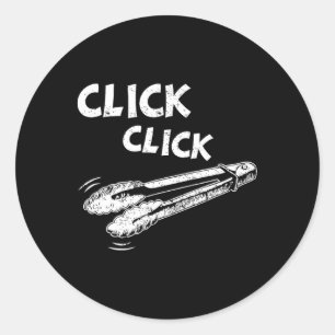 Sticker Rond Click A Click Tongs Bbq Barbecue Barbecuing Suspen