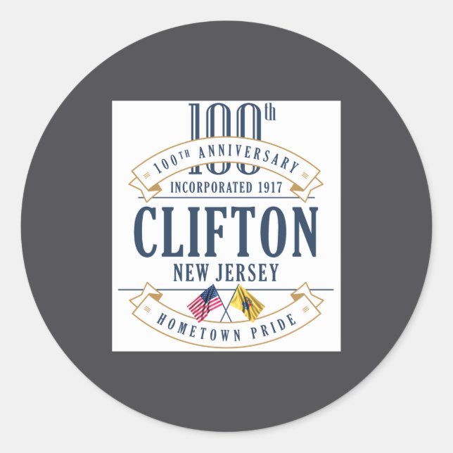 Sticker Rond Clifton New Jersey 100th Anniv White _1  (Devant)