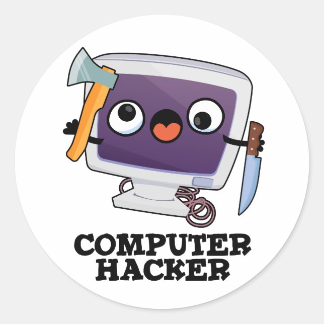 Sticker Rond Clin de technologie amusant de pirate informatique (Devant)