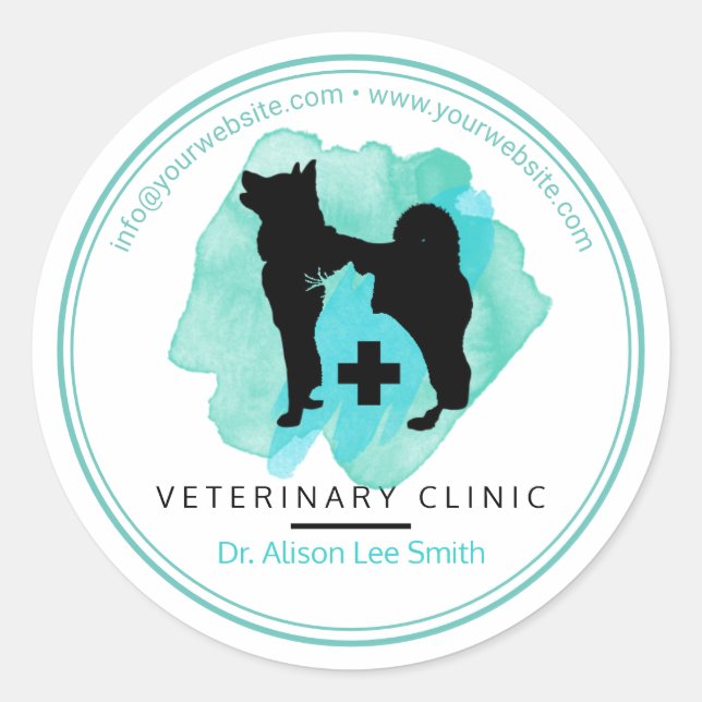 Sticker Rond Clinique vétérinaire Vétérinaire (Devant)