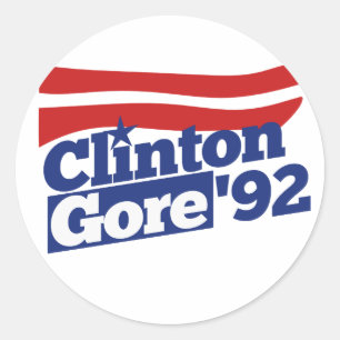 Sticker Rond Clinton Gore 92 rétro 90s Bill Clinton al gore