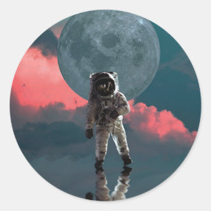 Sticker Rond Clipart de l'espace de l'astronaute de l'extérieur