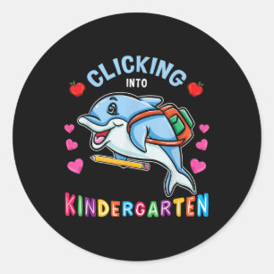 Sticker Rond Cliquer sur la maternelle Dauphin retour à l'école