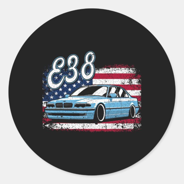 Sticker Rond Cliquez Pour Plus E38 4 juillet American Retro (Devant)
