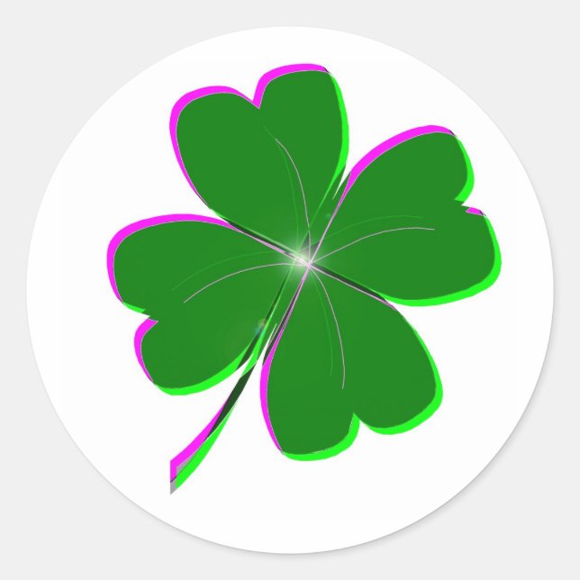 Sticker Rond Clocher quatre feuilles brillant (Devant)