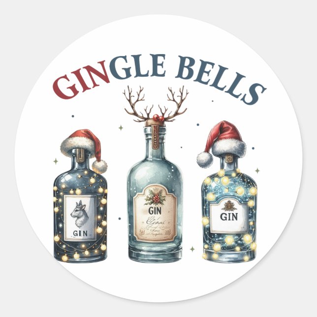 Sticker Rond Cloches cadeaux de Noël (Devant)