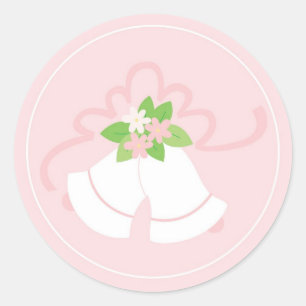 Sticker Rond Cloches mariages rose pastel