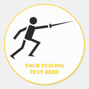 Sticker Rond Clôture de silhouette noire Fencer personnalisée