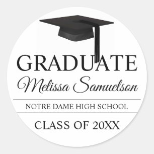 Sticker Rond Clôture moderne Noir Blanc - Diplôme de classe