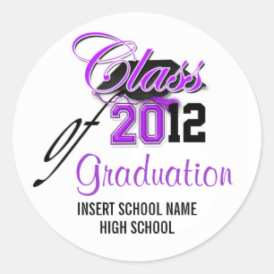 Sticker Rond Clôture noire violette "classe de" faire-part