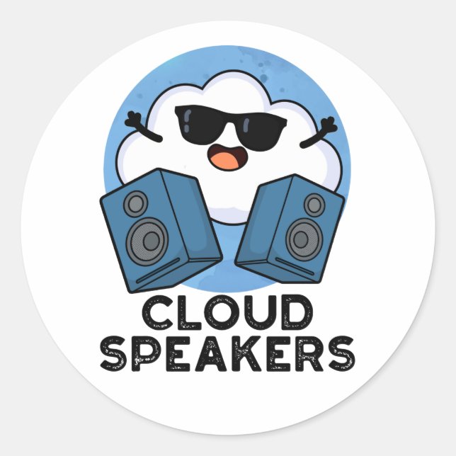 Sticker Rond Cloud Haut-parleurs amusant Plume (Devant)