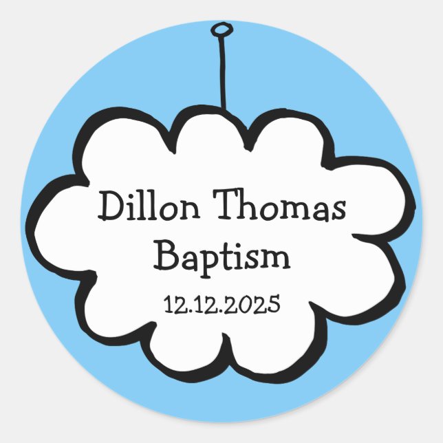 Sticker Rond Cloud sur une chaîne Baptême Christening Favoriser (Devant)