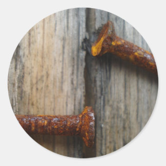 Sticker Rond Clous rouillés en bois2
