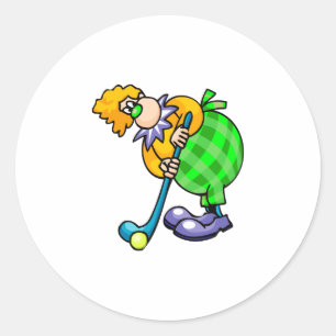 Sticker Rond Clown de golfeur